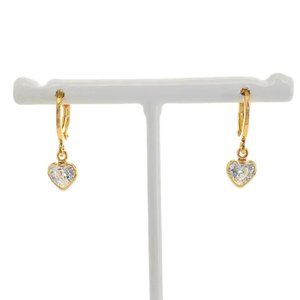 NEW 14K Gold Filled Heart CZ Cubic Zirconia Huggie Hoop Earrings